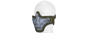 Metal Mesh Half Mask (OD Green & Skull) Double Strap Version