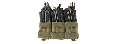 Lancer Tactical - Adaptive Hook And Loop Triple Dual Mag Pouch (OD Green)