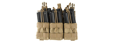 Lancer Tactical - Adaptive Hook And Loop Triple Dual Mag Pouch (Tan)