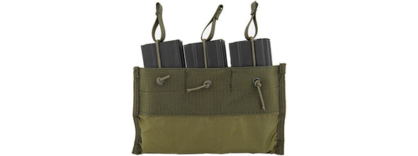 Lancer Tactical - 1000D Nylonh Molle Triple Mag Pouch Velcro (Green)