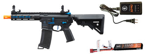 Lancer Tactical - Gen 3 Hellion 7" M-LOK Airsoft AEG Rifle w/ Crane Stock w/ Battery/Charger Bundle - (Black/Blue)