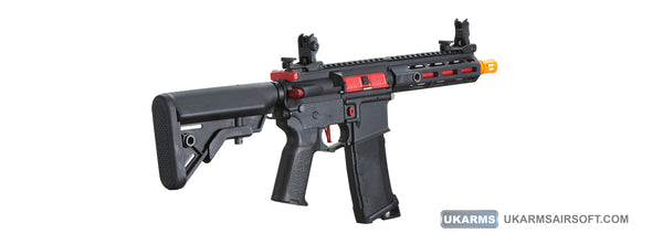 Lancer Tactical - Gen 3 Hellion 7" M-LOK Airsoft AEG Rifle w/ Crane Stock (Color: Black & Red)