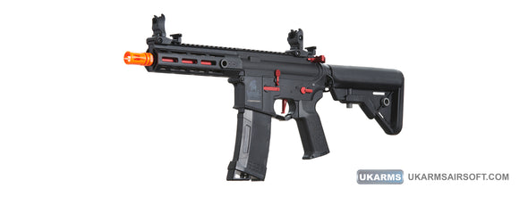 Lancer Tactical - Gen 3 Hellion 7" M-LOK Airsoft AEG Rifle w/ Crane Stock (Color: Black & Red)