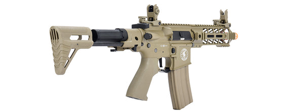 Lancer Tactical - Low FPS Proline Enforcer Battle Hawk 7" M4 Airsoft Rifle w/ PDW Stock (Color: Tan)